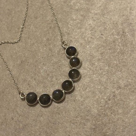 STERLING SILVER LABRADORITE GEMSTONE NECKLACE - Picture 6 of 11